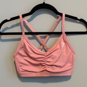 Gymshark Coral Cross-Back Ruched Sports Bra